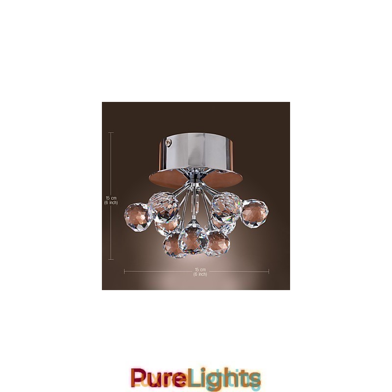 Designer Touch Decorative Modern Contemporary Crystal Mini Style Chrome Metal Flush Mount