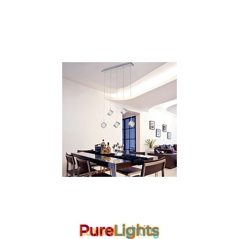 Designer Touch Decorative Modern Contemporary Island Crystal Chrome Pendant Light