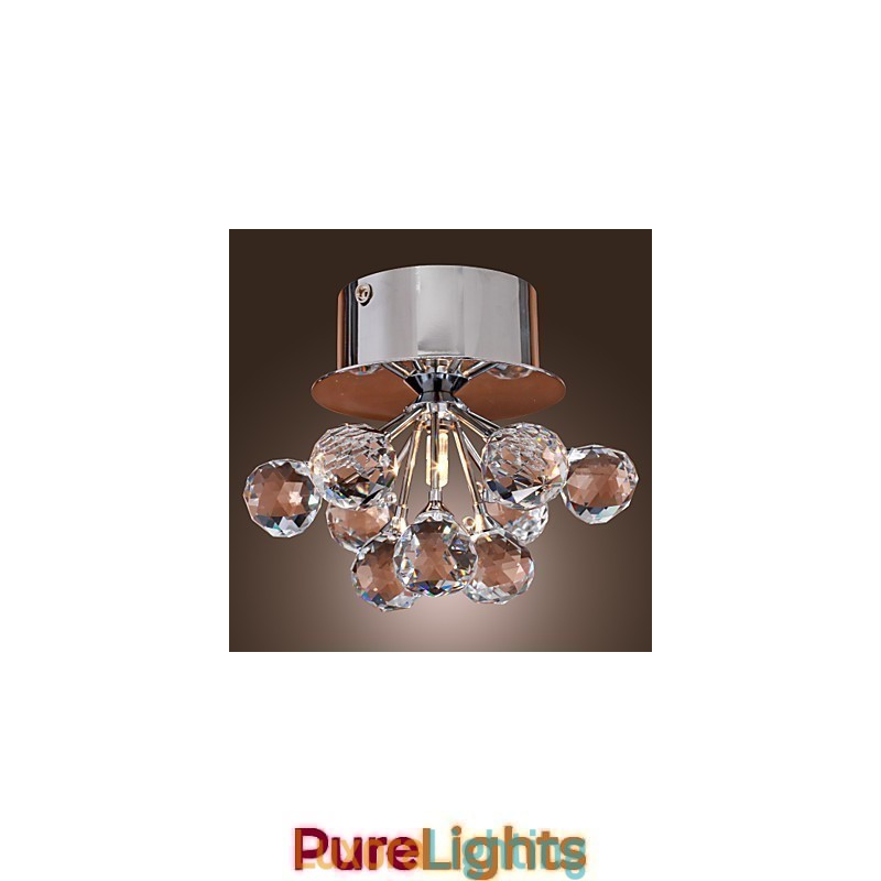 Designer Touch Decorative Modern Contemporary Crystal Mini Style Chrome Metal Flush Mount