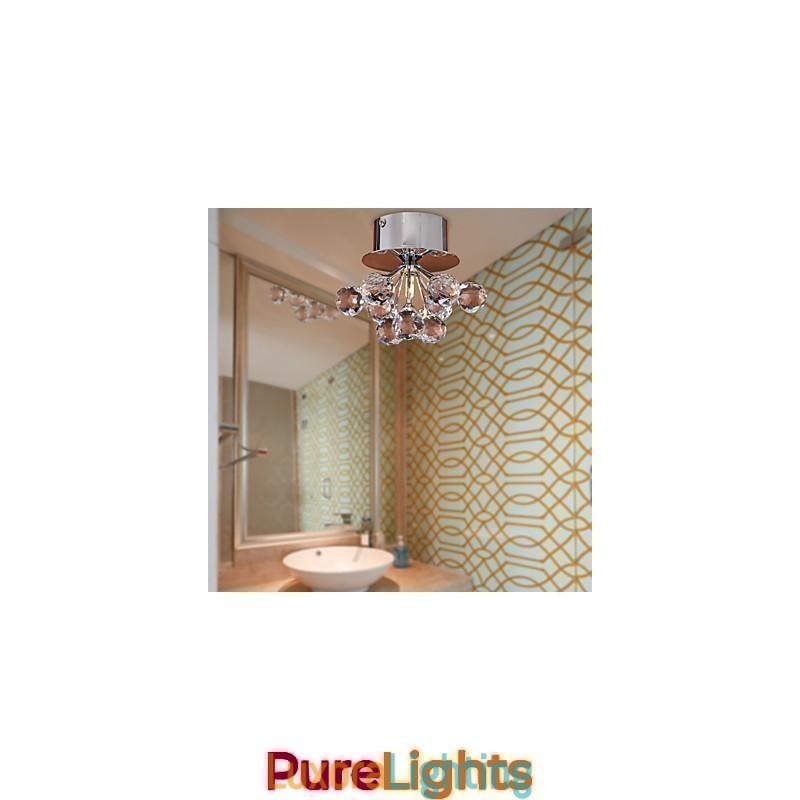 Designer Touch Decorative Modern Contemporary Crystal Mini Style Chrome Metal Flush Mount