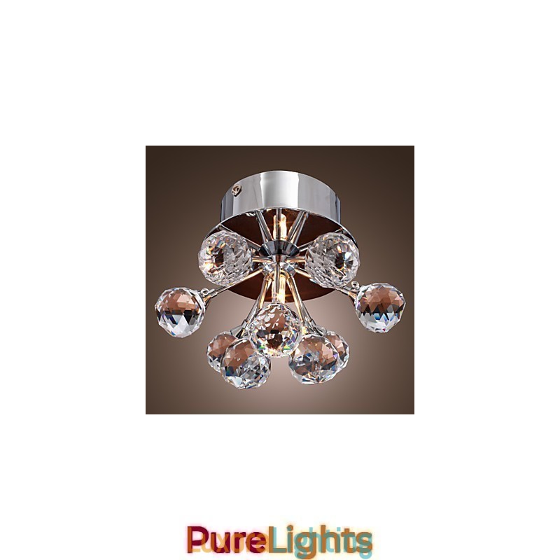 Designer Touch Decorative Modern Contemporary Crystal Mini Style Chrome Metal Flush Mount