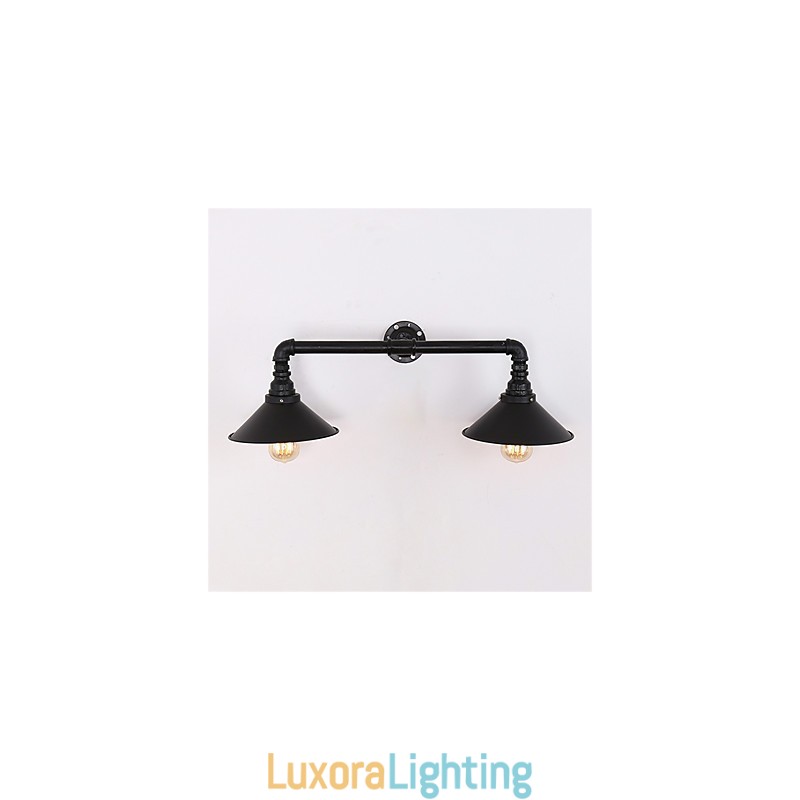 Designer Touch Decorative 2 Heads Retro Industrial Pipe Wall Lights Simple Loft Black Metal Dining Room Kitchen Bar Cafe Decoration lighting