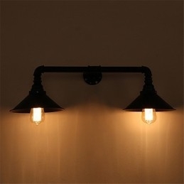Designer Touch Decorative 2 Heads Retro Industrial Pipe Wall Lights Simple Loft Black Metal Dining Room Kitchen Bar Cafe Decoration lighting