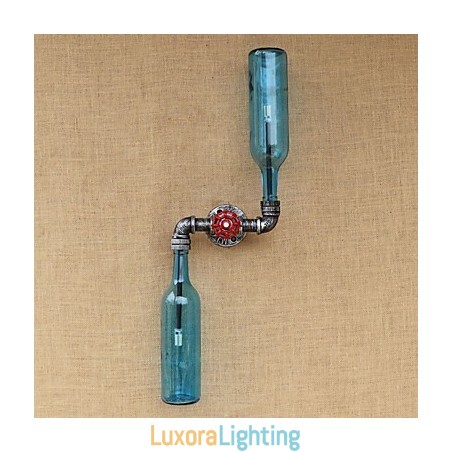 Designer Touch Decorative Wrought Iron Loft The Bottle Pipe Bottle Wall Lamp Shelf