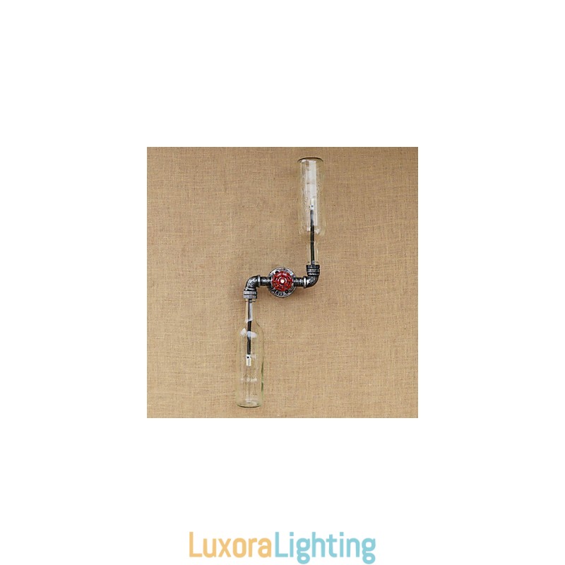 Designer Touch Decorative Wrought Iron Loft The Bottle Pipe Bottle Wall Lamp Shelf