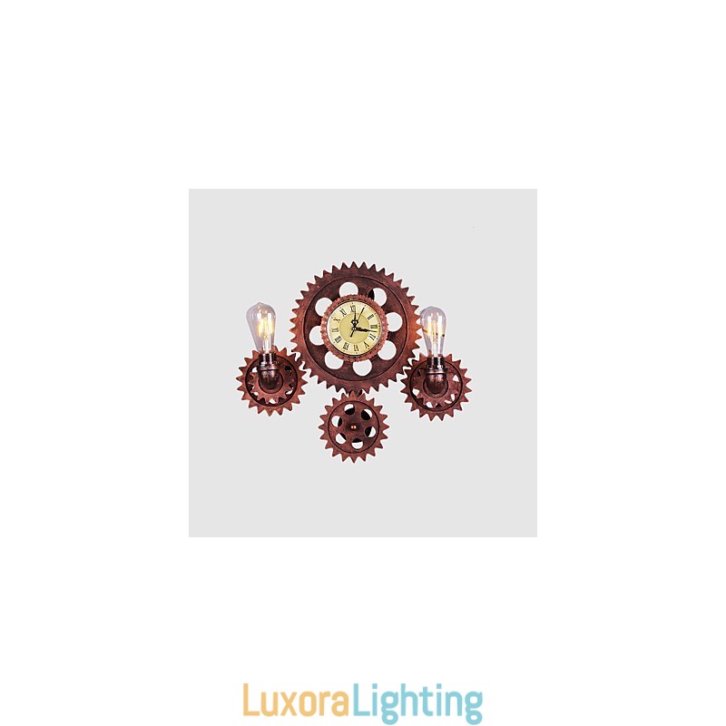 Designer Touch Decorative Vintage Industrial Wall Lights Wood Gear Shape Creative turnable Lights Restaurant Cafe Bar Decoration lighting