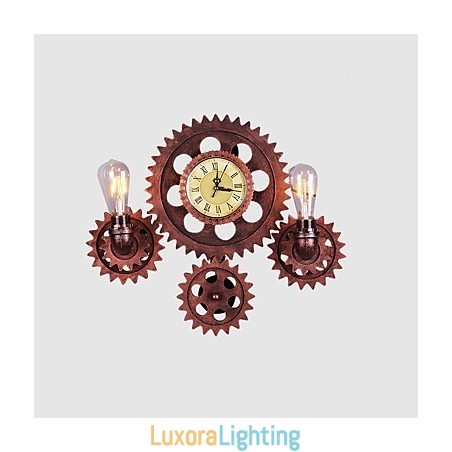 Designer Touch Decorative Vintage Industrial Wall Lights Wood Gear Shape Creative turnable Lights Restaurant Cafe Bar Decoration lighting