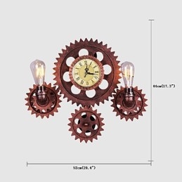 Designer Touch Decorative Vintage Industrial Wall Lights Wood Gear Shape Creative turnable Lights Restaurant Cafe Bar Decoration lighting