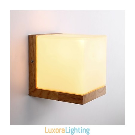 Designer Touch Decorative Wood Wall Sconces Glass Shade 110V OR 220V Country Novelty