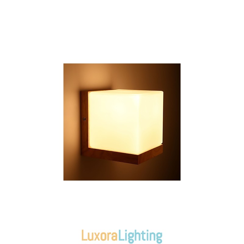 Designer Touch Decorative Wood Wall Sconces Glass Shade 110V OR 220V Country Novelty