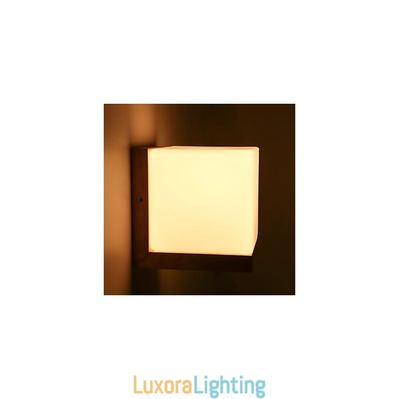 Designer Touch Decorative Wood Wall Sconces Glass Shade 110V OR 220V Country Novelty