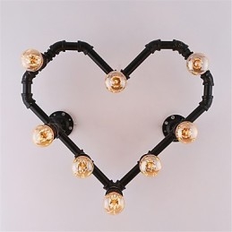 Designer Touch Decorative Vintage Water Pipe Loving Heart Creative Wall Lights Industrial Living Room Restaurant Bars Cafe decoration Wall Sconces