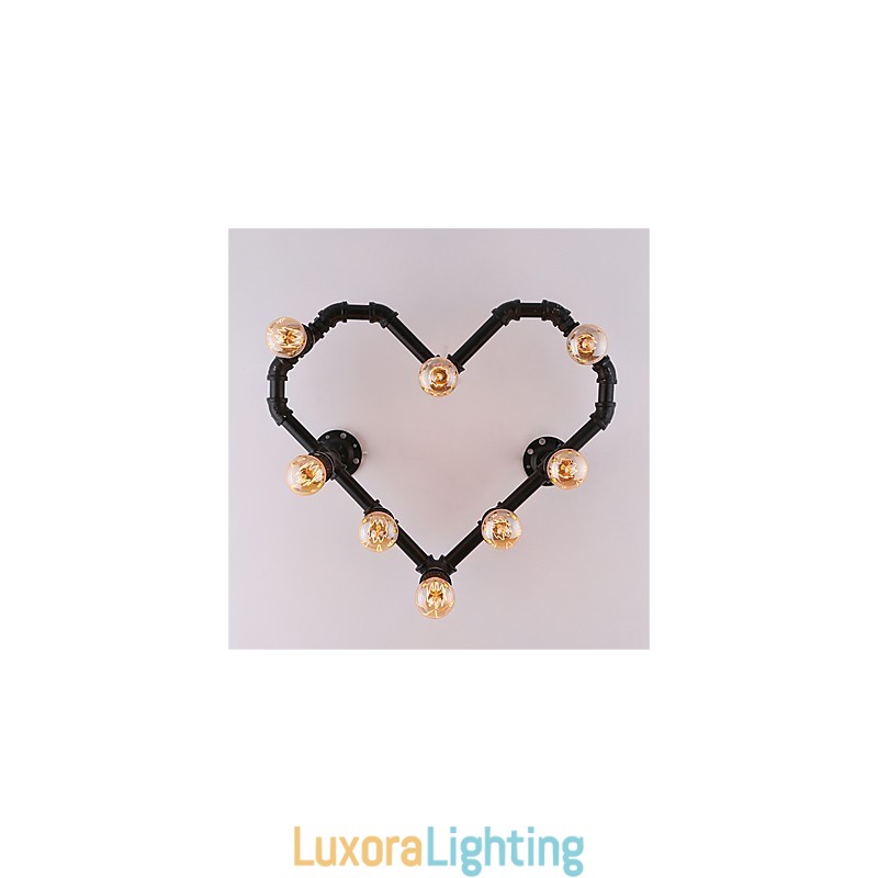 Designer Touch Decorative Vintage Water Pipe Loving Heart Creative Wall Lights Industrial Living Room Restaurant Bars Cafe decoration Wall Sconces