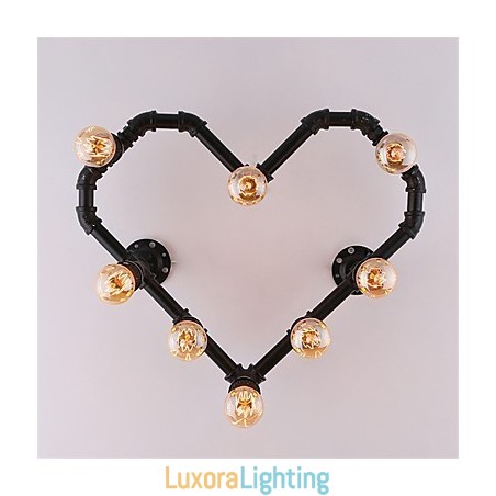 Designer Touch Decorative Vintage Water Pipe Loving Heart Creative Wall Lights Industrial Living Room Restaurant Bars Cafe decoration Wall Sconces