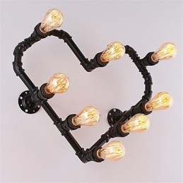 Designer Touch Decorative Vintage Water Pipe Loving Heart Creative Wall Lights Industrial Living Room Restaurant Bars Cafe decoration Wall Sconces