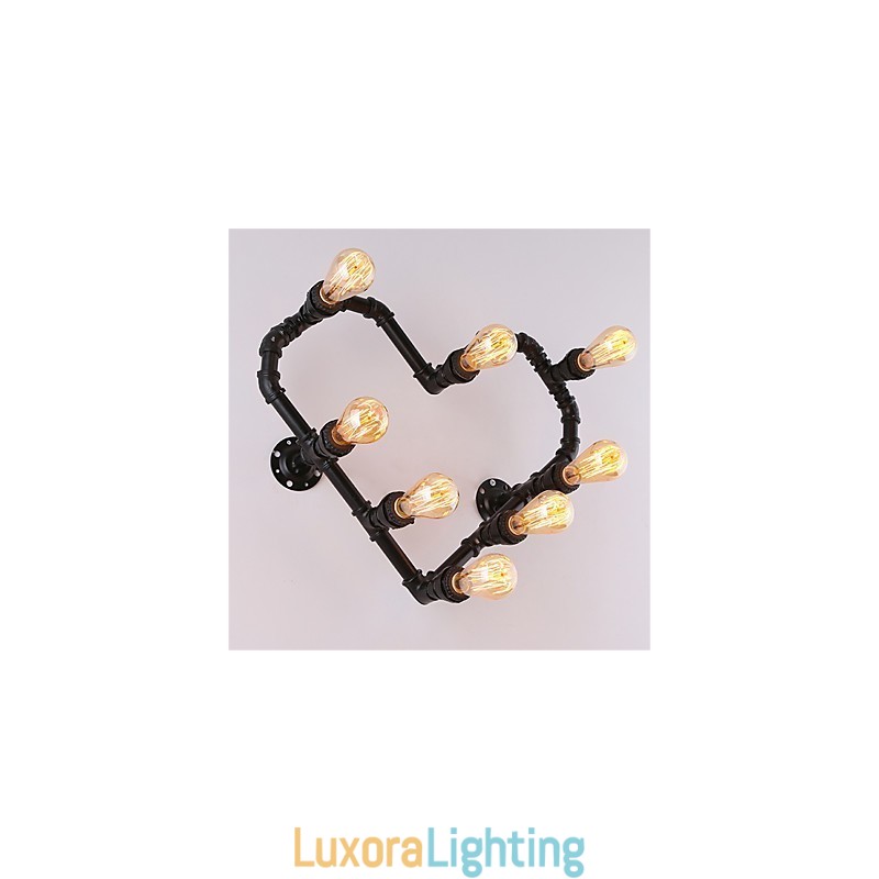 Designer Touch Decorative Vintage Water Pipe Loving Heart Creative Wall Lights Industrial Living Room Restaurant Bars Cafe decoration Wall Sconces
