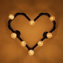 Designer Touch Decorative Vintage Water Pipe Loving Heart Creative Wall Lights Industrial Living Room Restaurant Bars Cafe decoration Wall Sconces