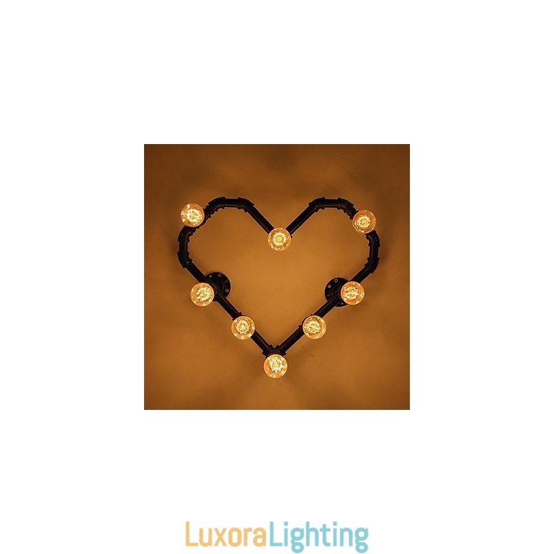 Designer Touch Decorative Vintage Water Pipe Loving Heart Creative Wall Lights Industrial Living Room Restaurant Bars Cafe decoration Wall Sconces