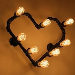 Designer Touch Decorative Vintage Water Pipe Loving Heart Creative Wall Lights Industrial Living Room Restaurant Bars Cafe decoration Wall Sconces