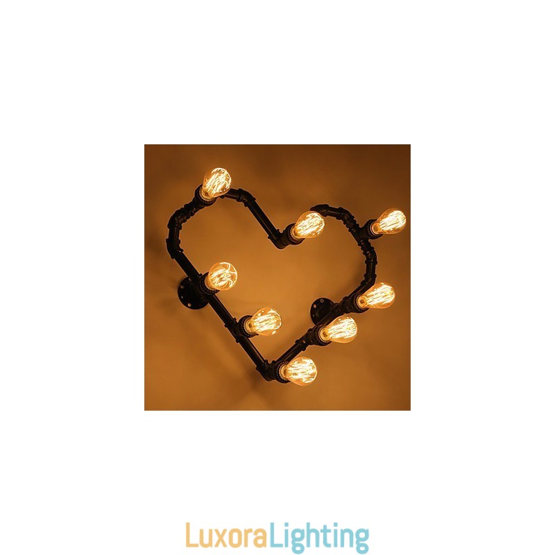 Designer Touch Decorative Vintage Water Pipe Loving Heart Creative Wall Lights Industrial Living Room Restaurant Bars Cafe decoration Wall Sconces