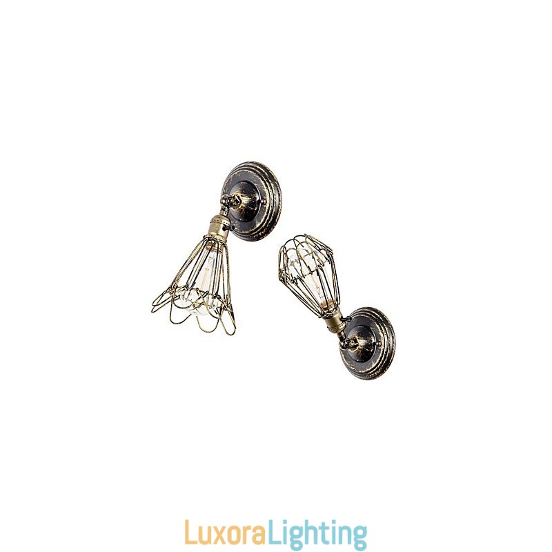 Designer Touch Decorative Wall Sconces Vintage Indoor Angle Adjustable Metal Wall Light Retro Wire Cage Wall Lamp