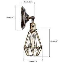 Designer Touch Decorative Wall Sconces Vintage Indoor Angle Adjustable Metal Wall Light Retro Wire Cage Wall Lamp