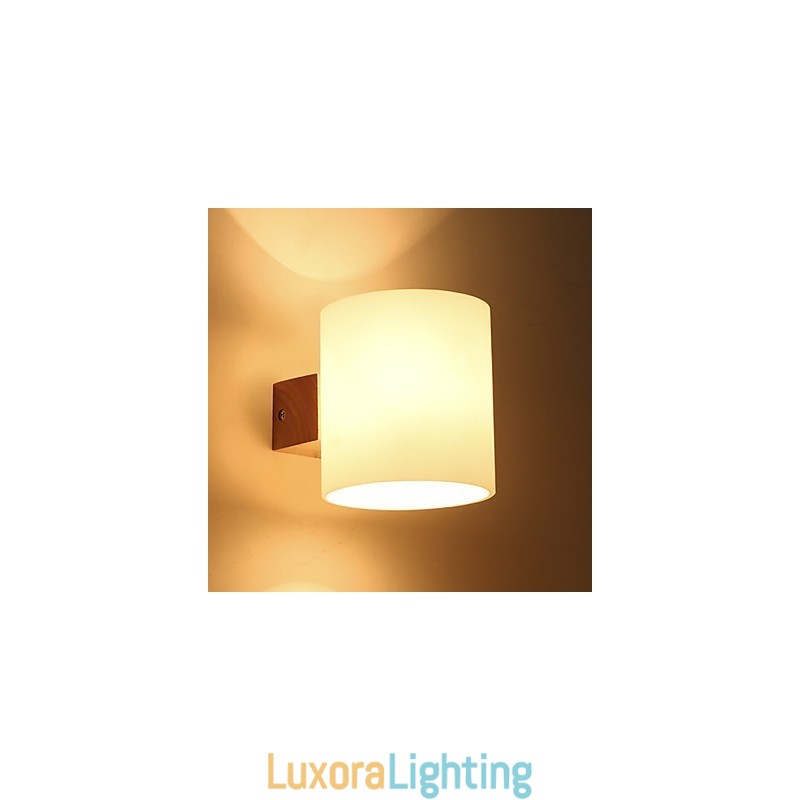 Designer Touch Decorative Novelty Country Feature for Mini Style Eye Protection Downlight Wall Sconces Wall Light Log Wood Bedroom Bedside Lamp