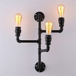 Designer Touch Decorative Vintage Industrial Pipe Wall Lights Black Creative Lights Restaurant Cafe Bar Decoration lighting With 3 Light Painted Finish