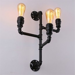 Designer Touch Decorative Vintage Industrial Pipe Wall Lights Black Creative Lights Restaurant Cafe Bar Decoration lighting With 3 Light Painted Finish