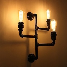 Designer Touch Decorative Vintage Industrial Pipe Wall Lights Black Creative Lights Restaurant Cafe Bar Decoration lighting With 3 Light Painted Finish