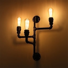 Designer Touch Decorative Vintage Industrial Pipe Wall Lights Black Creative Lights Restaurant Cafe Bar Decoration lighting With 3 Light Painted Finish