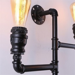 Designer Touch Decorative Vintage Industrial Pipe Wall Lights Black Creative Lights Restaurant Cafe Bar Decoration lighting With 3 Light Painted Finish