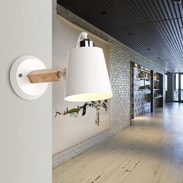 Designer Touch Decorative Vintage Wood Art Deco Metal Metal Rustic Wall Sconce Living Room Dining Room Hallway Wall Lamp Black White Optional