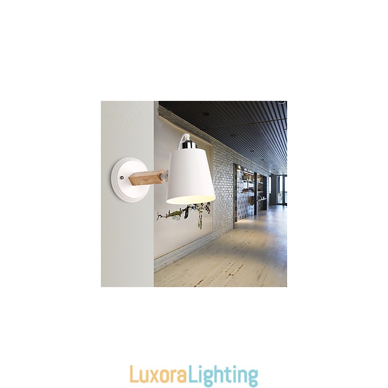 Designer Touch Decorative Vintage Wood Art Deco Metal Metal Rustic Wall Sconce Living Room Dining Room Hallway Wall Lamp Black White Optional