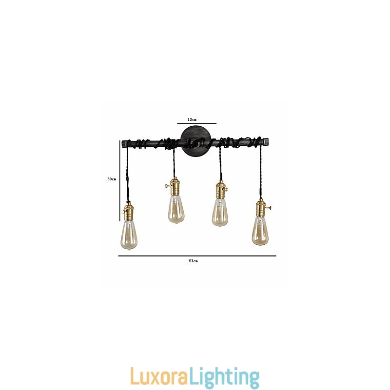 Designer Touch Decorative Vintage Industrial Pipe Wall Lights With switch Creative Lights Restaurant Cafe Bar Decoration lighting With 4 Light Painted Finish