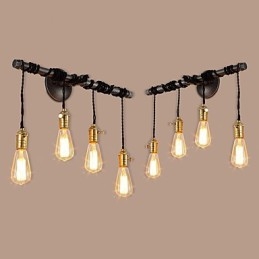Designer Touch Decorative Vintage Industrial Pipe Wall Lights With switch Creative Lights Restaurant Cafe Bar Decoration lighting With 4 Light Painted Finish