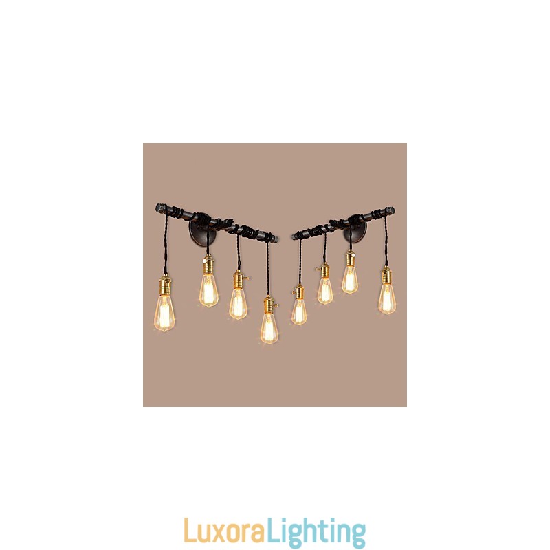 Designer Touch Decorative Vintage Industrial Pipe Wall Lights With switch Creative Lights Restaurant Cafe Bar Decoration lighting With 4 Light Painted Finish