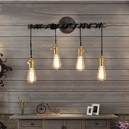 Designer Touch Decorative Vintage Industrial Pipe Wall Lights With switch Creative Lights Restaurant Cafe Bar Decoration lighting With 4 Light Painted Finish