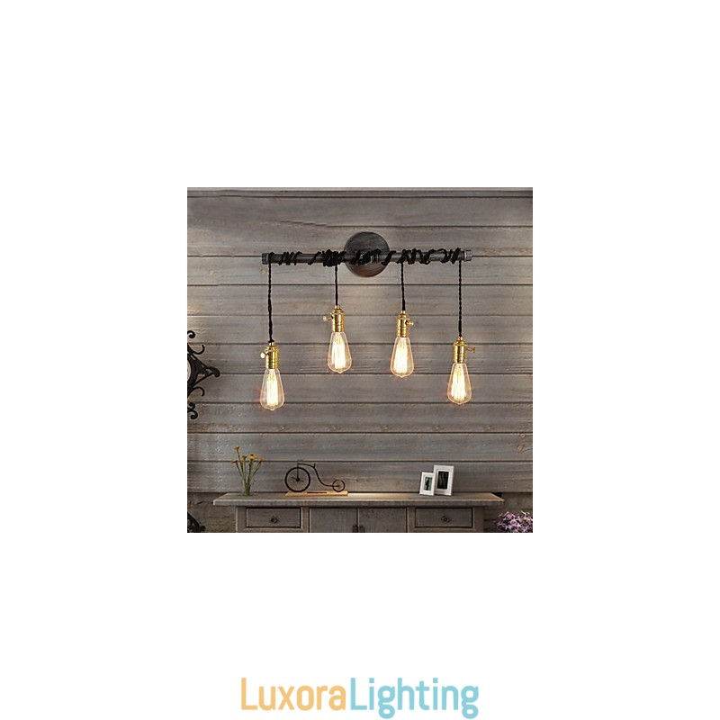 Designer Touch Decorative Vintage Industrial Pipe Wall Lights With switch Creative Lights Restaurant Cafe Bar Decoration lighting With 4 Light Painted Finish