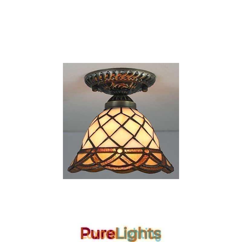 Designer Touch Decorative European Rural Creative Arts Stained Glass Absorb Dome Lamp Light