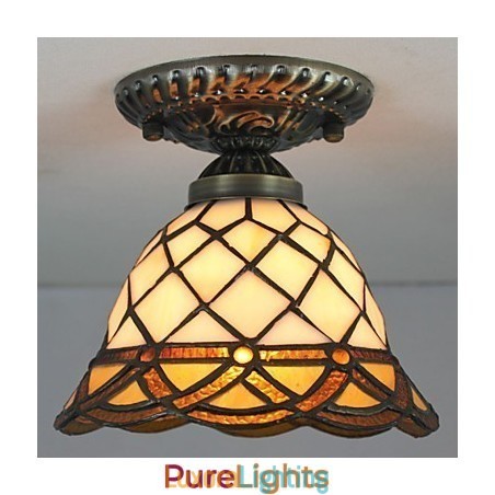 Designer Touch Decorative European Rural Creative Arts Stained Glass Absorb Dome Lamp Light