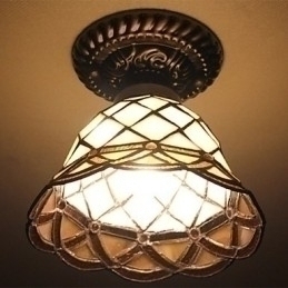 Designer Touch Decorative European Rural Creative Arts Stained Glass Absorb Dome Lamp Light