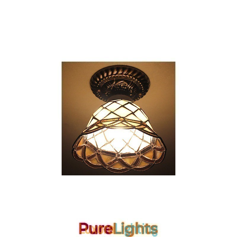 Designer Touch Decorative European Rural Creative Arts Stained Glass Absorb Dome Lamp Light