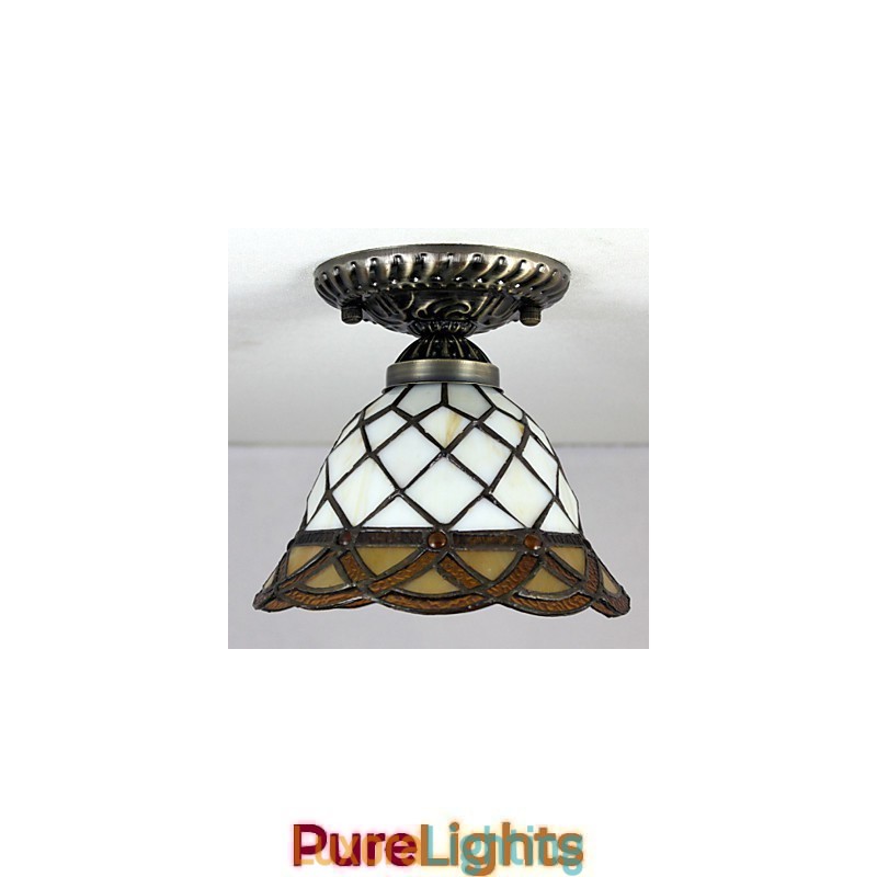 Designer Touch Decorative European Rural Creative Arts Stained Glass Absorb Dome Lamp Light