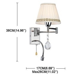 Designer Touch Decorative Modern Contemporary Rustic Lodge Modern Comtemporary Country Chrome Feature for Crystal Swing Arm Wall Lamp