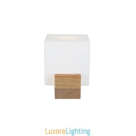 Designer Touch Decorative Simple Wall Lamp Bedside Desk Lamp With Glass Shade and Solid Wood for Bedroom Dresser Living Room Baby Room College Dorm Coffee Table Bookcas