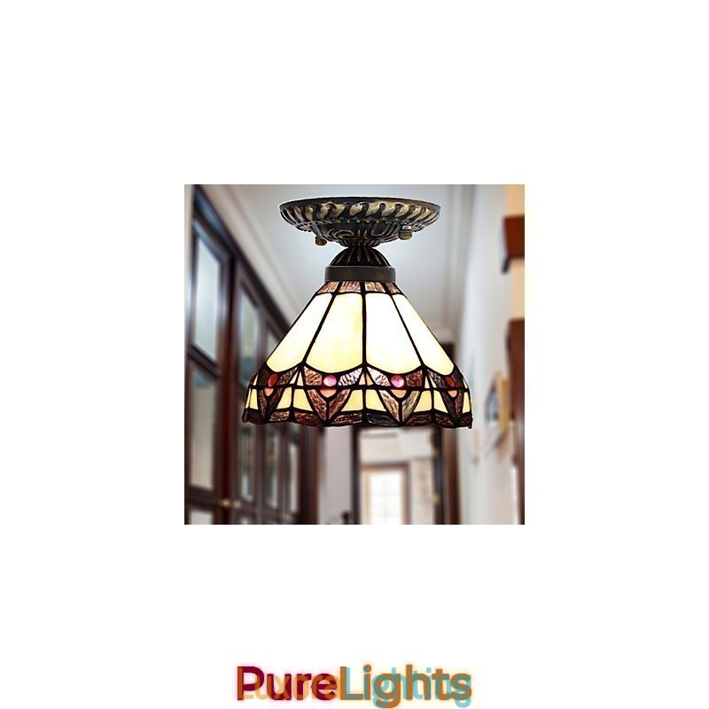 Designer Touch Decorative European Rural Creative Arts Stained Glass Absorb Dome Lamp Light