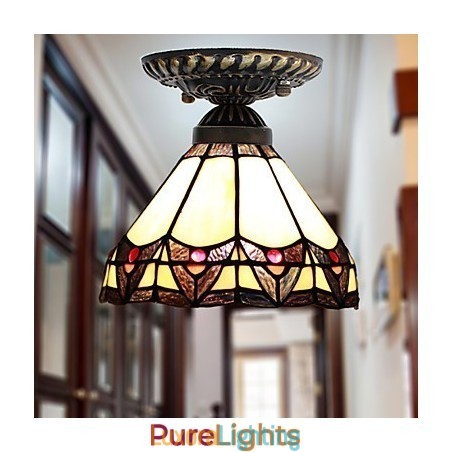Designer Touch Decorative European Rural Creative Arts Stained Glass Absorb Dome Lamp Light