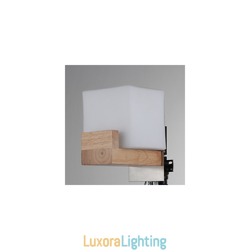 Designer Touch Decorative Simple Wall Lamp Bedside Desk Lamp With Glass Shade and Solid Wood for Bedroom Dresser Living Room Baby Room College Dorm Coffee Table Bookcas