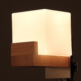Designer Touch Decorative Simple Wall Lamp Bedside Desk Lamp With Glass Shade and Solid Wood for Bedroom Dresser Living Room Baby Room College Dorm Coffee Table Bookcas